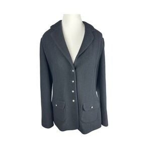 Talbots Black Button-Front Textured Blazer